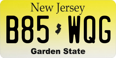 NJ license plate B85WQG