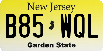 NJ license plate B85WQL