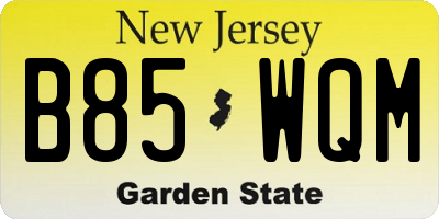 NJ license plate B85WQM