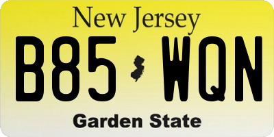 NJ license plate B85WQN