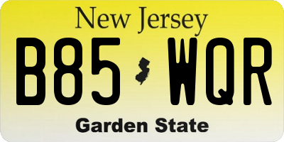 NJ license plate B85WQR