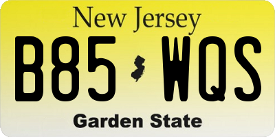 NJ license plate B85WQS