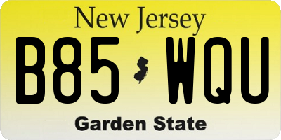 NJ license plate B85WQU