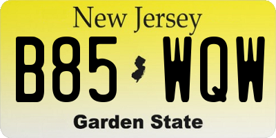 NJ license plate B85WQW