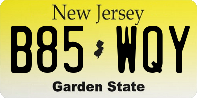 NJ license plate B85WQY