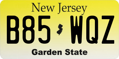 NJ license plate B85WQZ