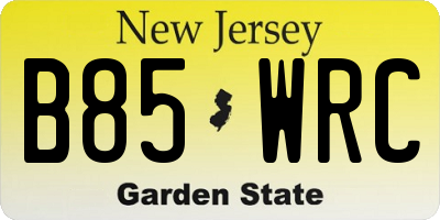 NJ license plate B85WRC