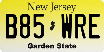 NJ license plate B85WRE
