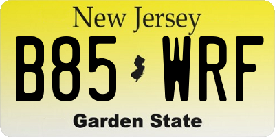 NJ license plate B85WRF