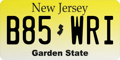 NJ license plate B85WRI