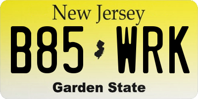 NJ license plate B85WRK