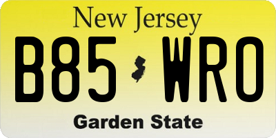 NJ license plate B85WRO