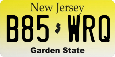 NJ license plate B85WRQ