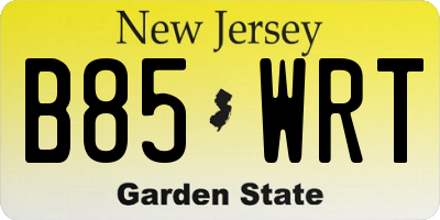 NJ license plate B85WRT