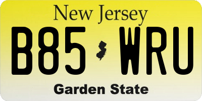 NJ license plate B85WRU