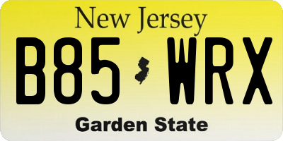 NJ license plate B85WRX
