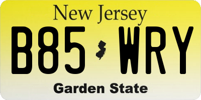NJ license plate B85WRY