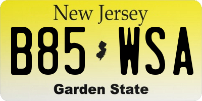NJ license plate B85WSA