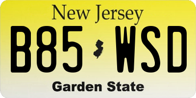 NJ license plate B85WSD
