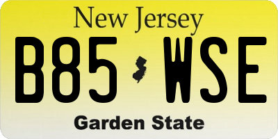 NJ license plate B85WSE