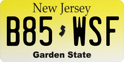 NJ license plate B85WSF