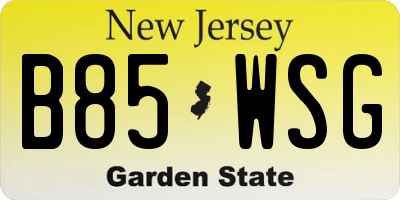 NJ license plate B85WSG