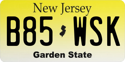 NJ license plate B85WSK