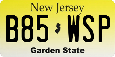 NJ license plate B85WSP