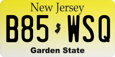 NJ license plate B85WSQ