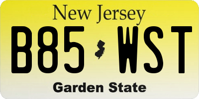 NJ license plate B85WST