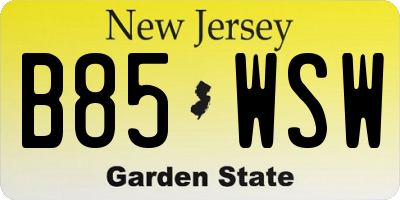 NJ license plate B85WSW