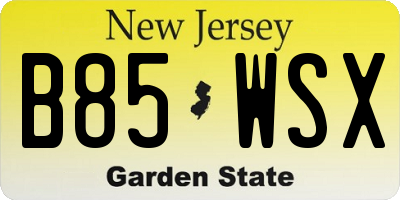 NJ license plate B85WSX