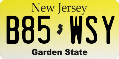 NJ license plate B85WSY