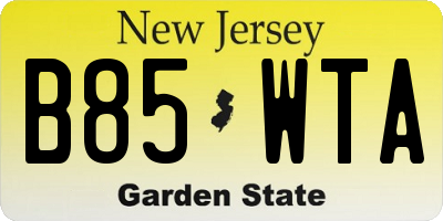 NJ license plate B85WTA