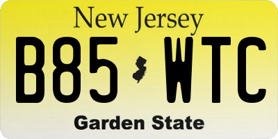 NJ license plate B85WTC