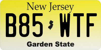 NJ license plate B85WTF