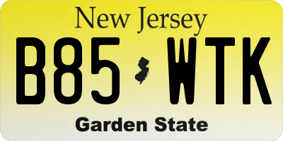 NJ license plate B85WTK