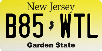 NJ license plate B85WTL