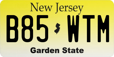 NJ license plate B85WTM
