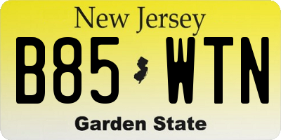 NJ license plate B85WTN