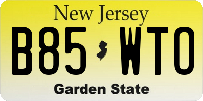 NJ license plate B85WTO