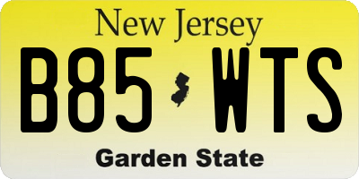 NJ license plate B85WTS