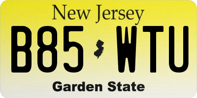 NJ license plate B85WTU