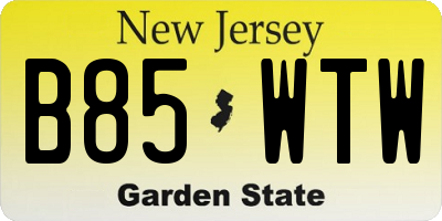 NJ license plate B85WTW