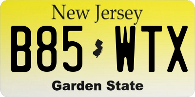 NJ license plate B85WTX