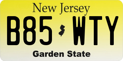 NJ license plate B85WTY