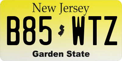 NJ license plate B85WTZ