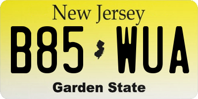 NJ license plate B85WUA