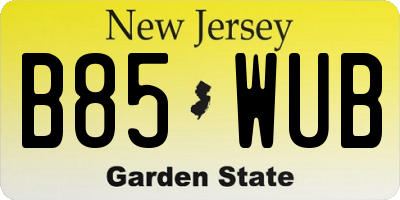 NJ license plate B85WUB