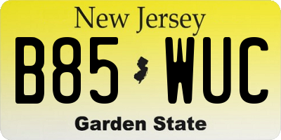 NJ license plate B85WUC